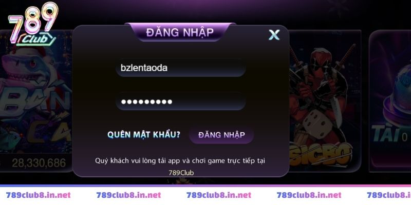 Giao diện đăng nhập 789club hỗ trợ truy cập nhanh và ổn định
